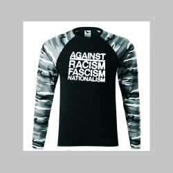 Against Racism  Fascism Nationalism pánske tričko (nie mikina!!) s dlhými rukávmi vo farbe " metro " čiernobiely maskáč gramáž 160 g/m2 materiál 100%bavlna